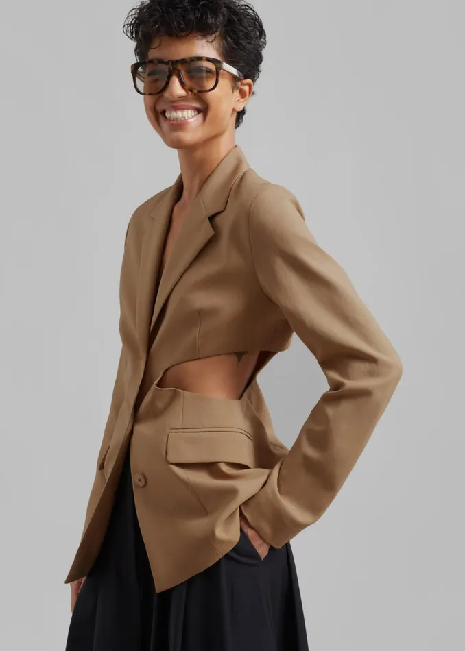 The Frankie Shop Low Classic Sleek Slim Blazer 8211 Beige Shop Clothing