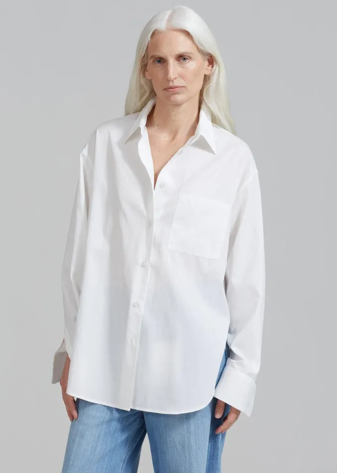 The Frankie Shop Lui White Shirt 8211 White Stripe Shop Tops