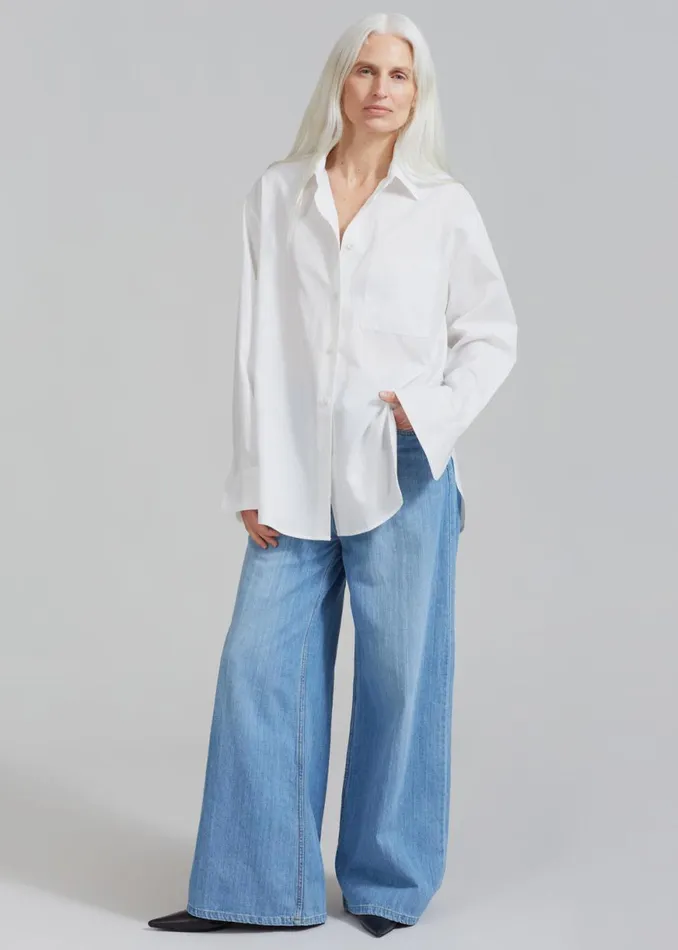 The Frankie Shop Lui White Shirt 8211 White Stripe Shop Tops