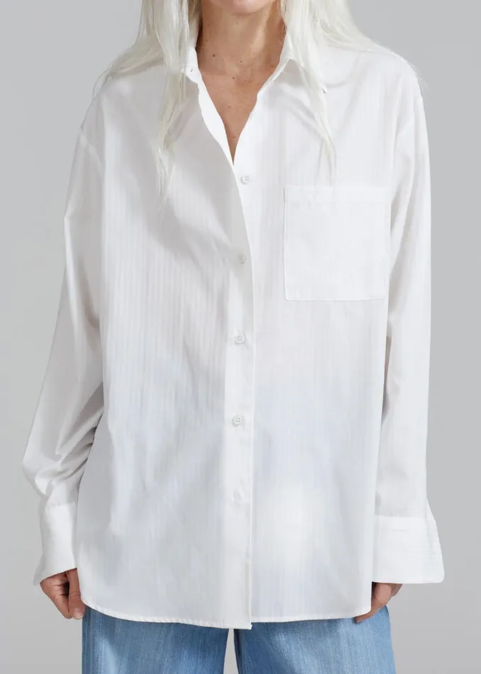 The Frankie Shop Lui White Shirt 8211 White Stripe Shop Tops