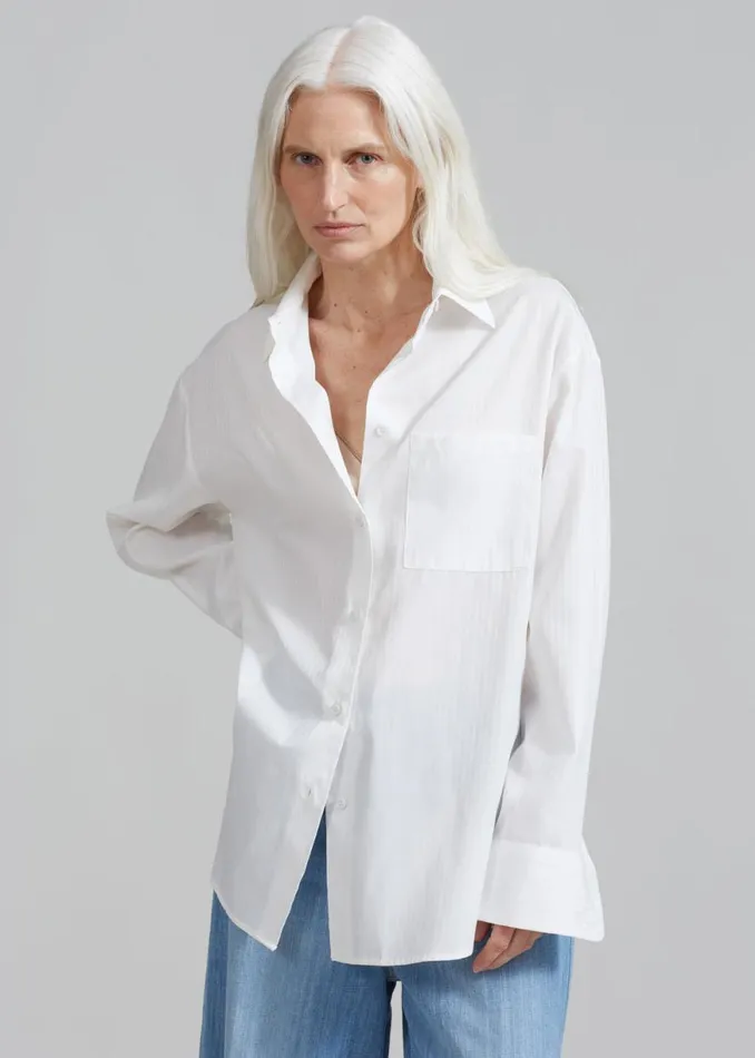 The Frankie Shop Lui White Shirt 8211 White Stripe Shop Tops