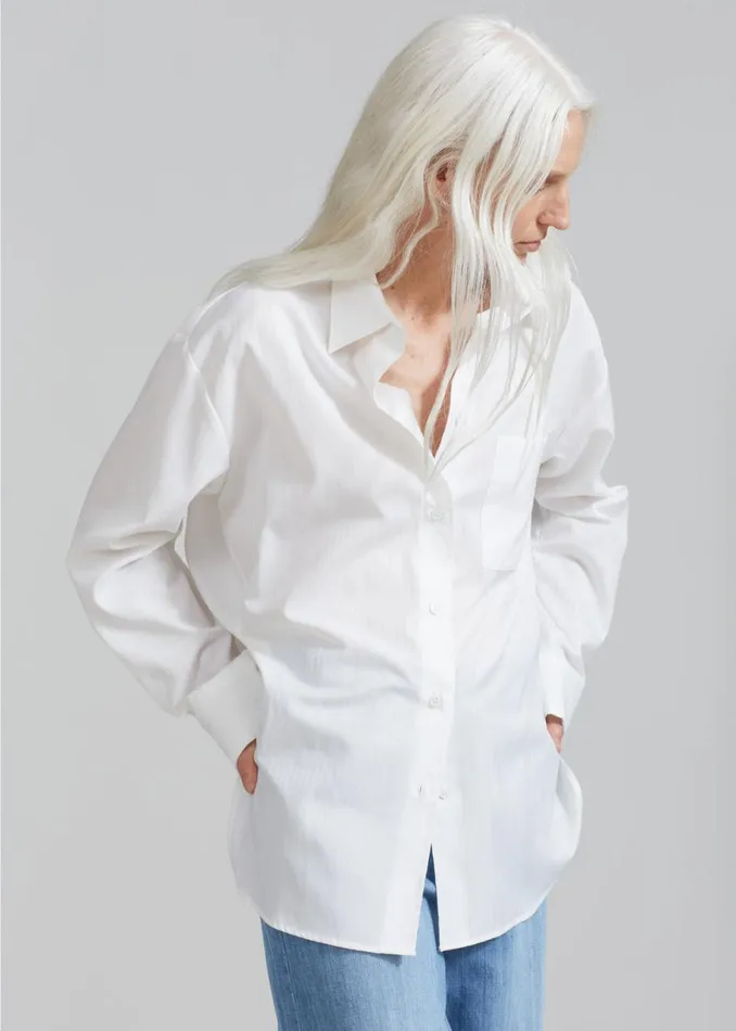 The Frankie Shop Lui White Shirt 8211 White Stripe Shop Tops
