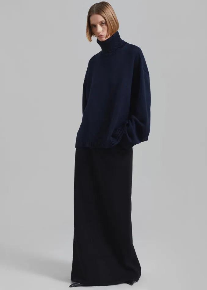 The Frankie Shop Malvo Long Wool Pencil Skirt 8211 Black Shop Clothing