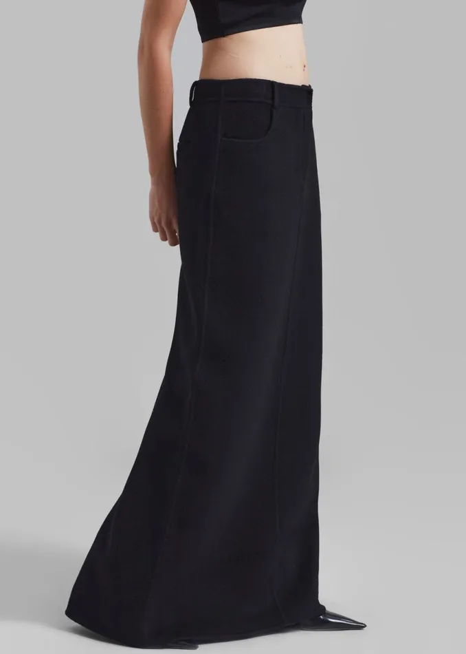 The Frankie Shop Malvo Long Wool Pencil Skirt 8211 Black Shop Clothing