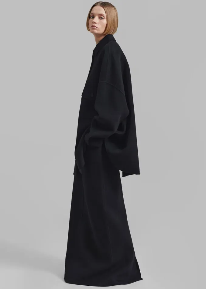 The Frankie Shop Malvo Long Wool Pencil Skirt 8211 Black Shop Clothing