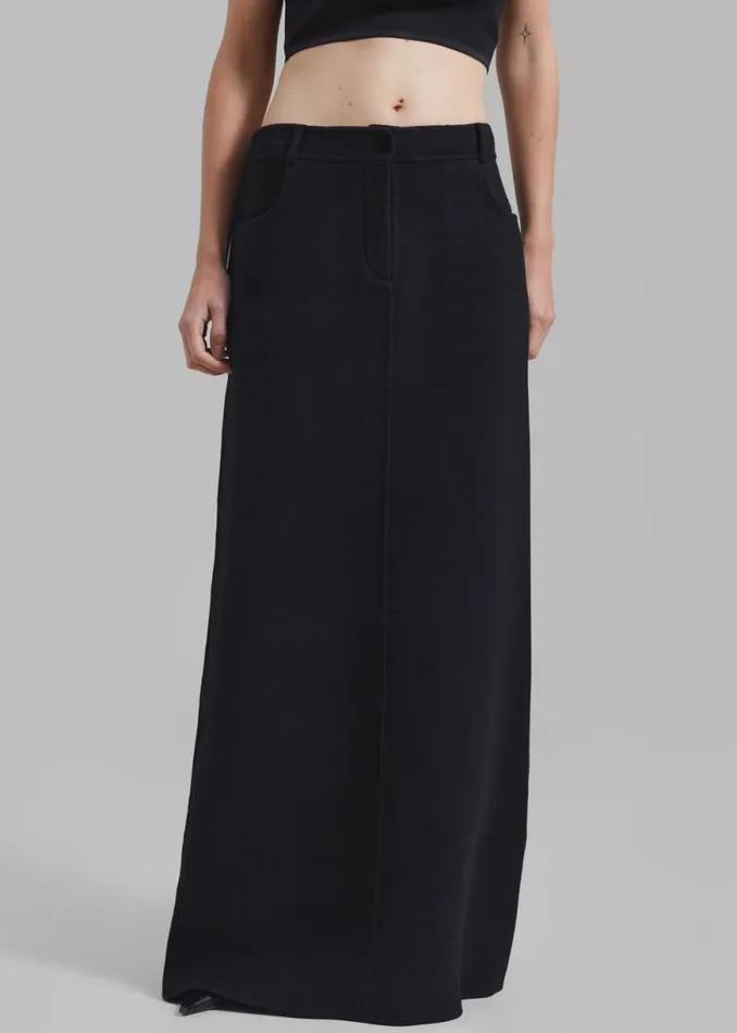 The Frankie Shop Malvo Long Wool Pencil Skirt 8211 Black Shop Clothing