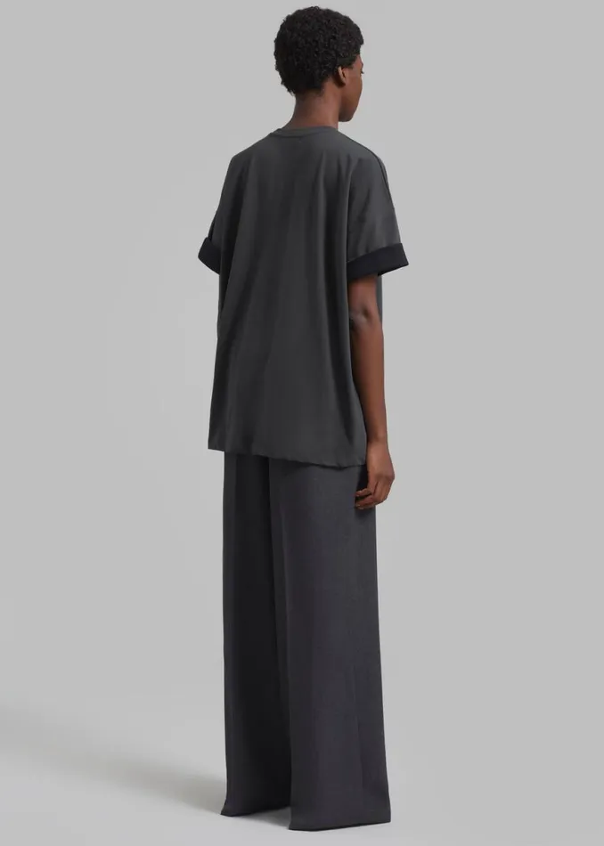 The Frankie Shop Mani Roll Up Sleeve Tee 8211 CharcoalBlack Shop Clothing