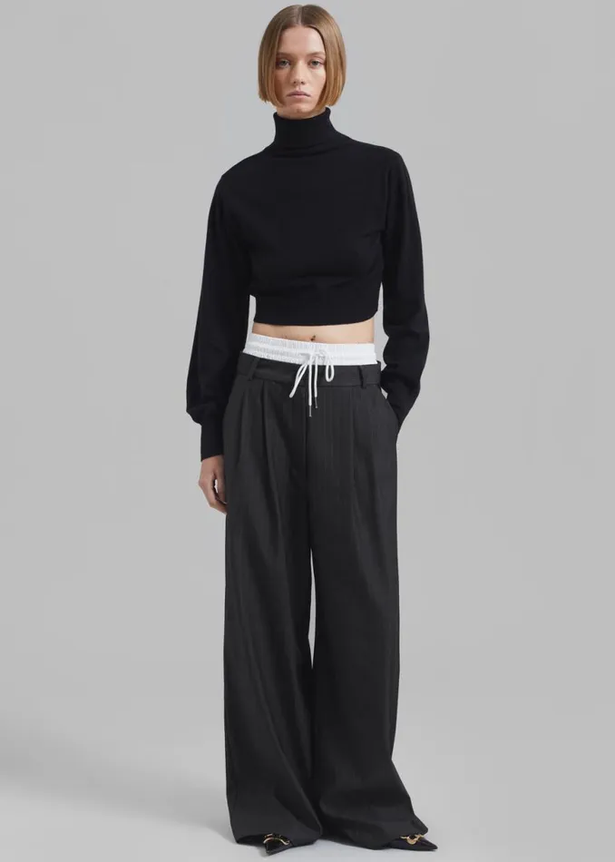 The Frankie Shop Maroney Pleated Boxer Trousers 8211 Grey Pinstripe Shop Clothing