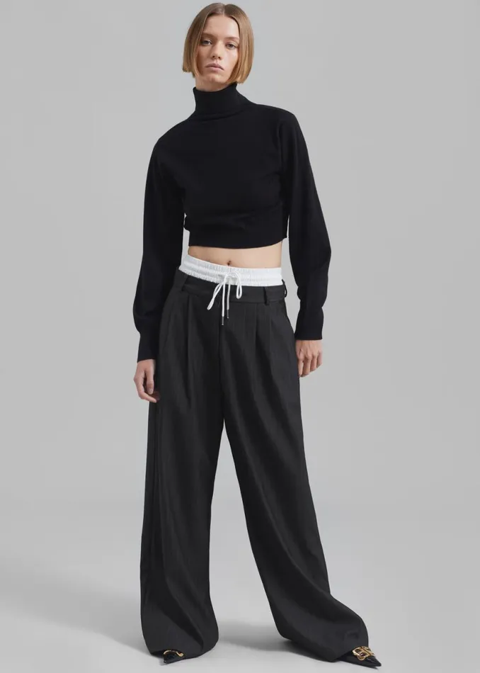 The Frankie Shop Maroney Pleated Boxer Trousers 8211 Grey Pinstripe Shop Clothing