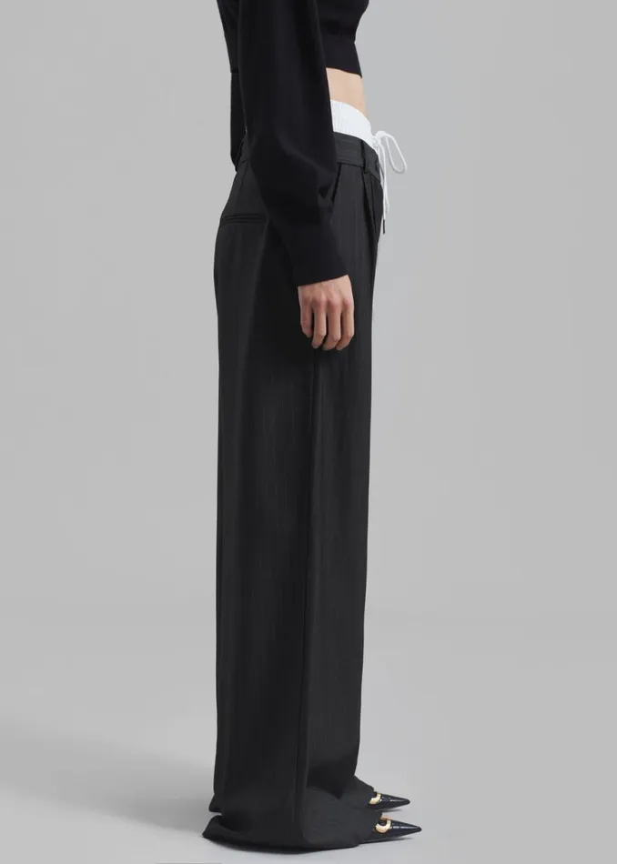 The Frankie Shop Maroney Pleated Boxer Trousers 8211 Grey Pinstripe Shop Clothing