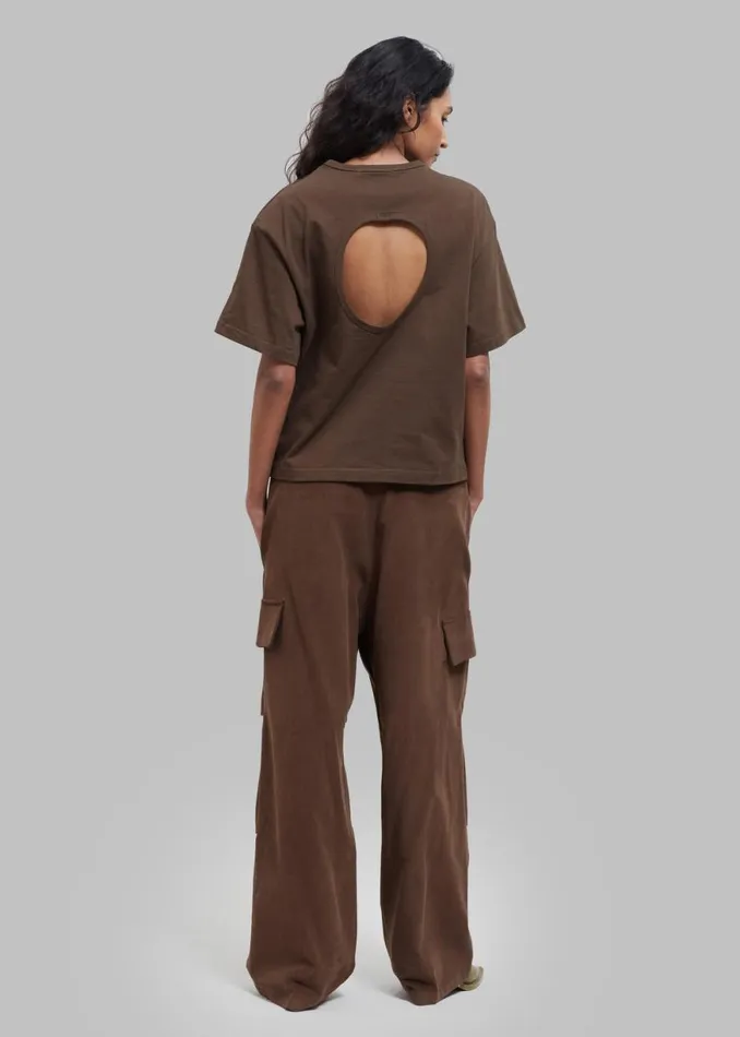 The Frankie Shop Matteau Circle Back Tee 8211 Cacao Shop Tops