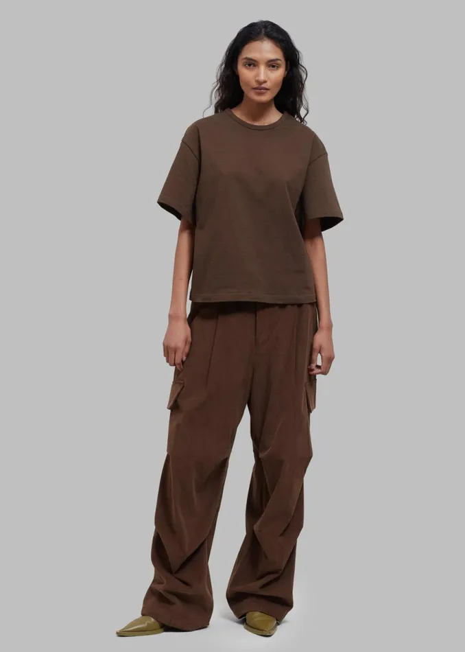 The Frankie Shop Matteau Circle Back Tee 8211 Cacao Shop Tops