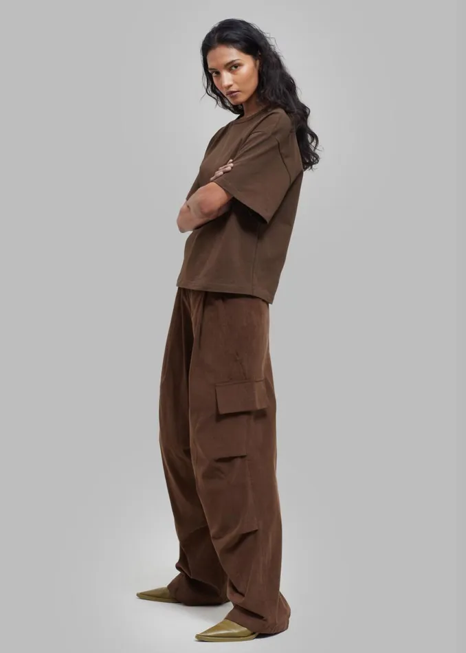 The Frankie Shop Matteau Circle Back Tee 8211 Cacao Shop Tops
