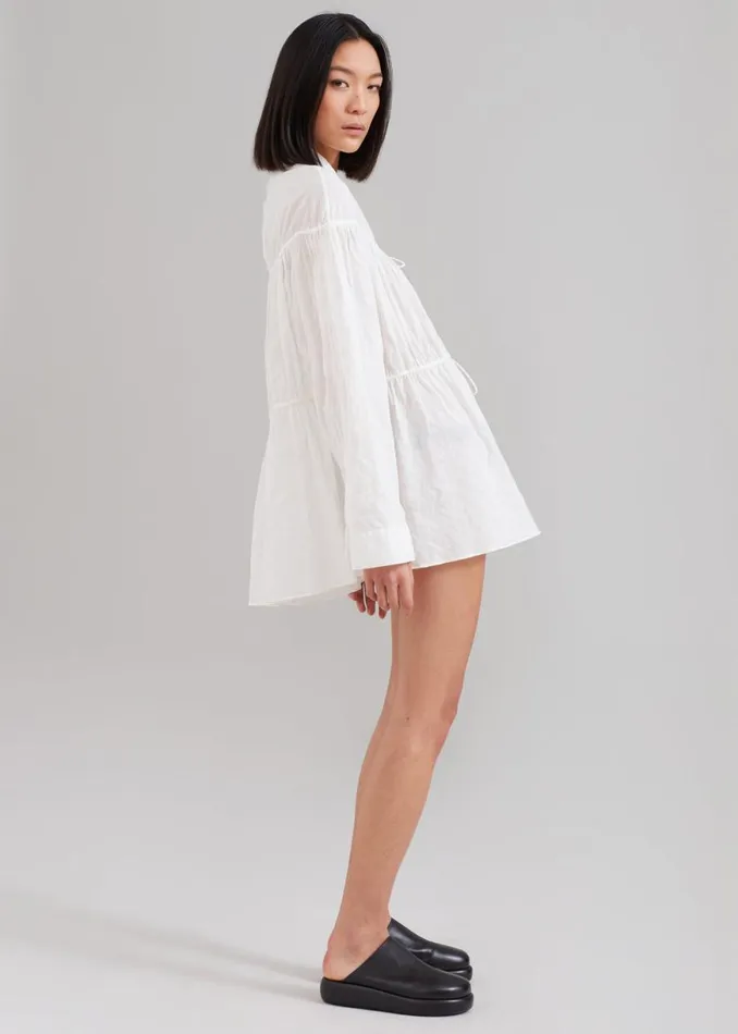 The Frankie Shop Matteau Embroidered Drawcord Tunic 8211 White Shop Tops