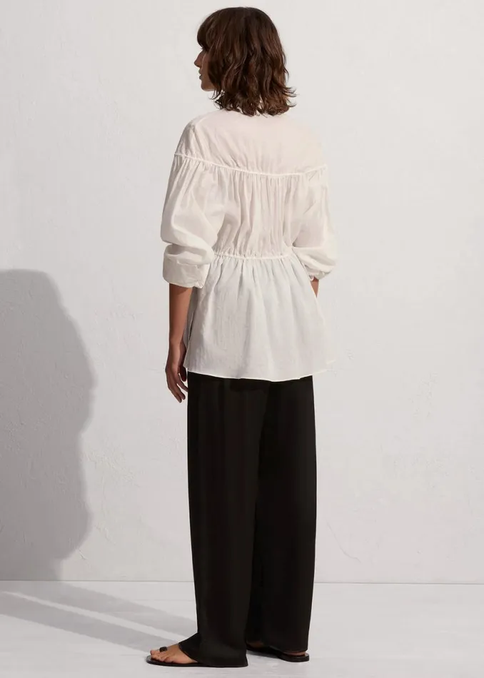 The Frankie Shop Matteau Embroidered Drawcord Tunic 8211 White Shop Tops
