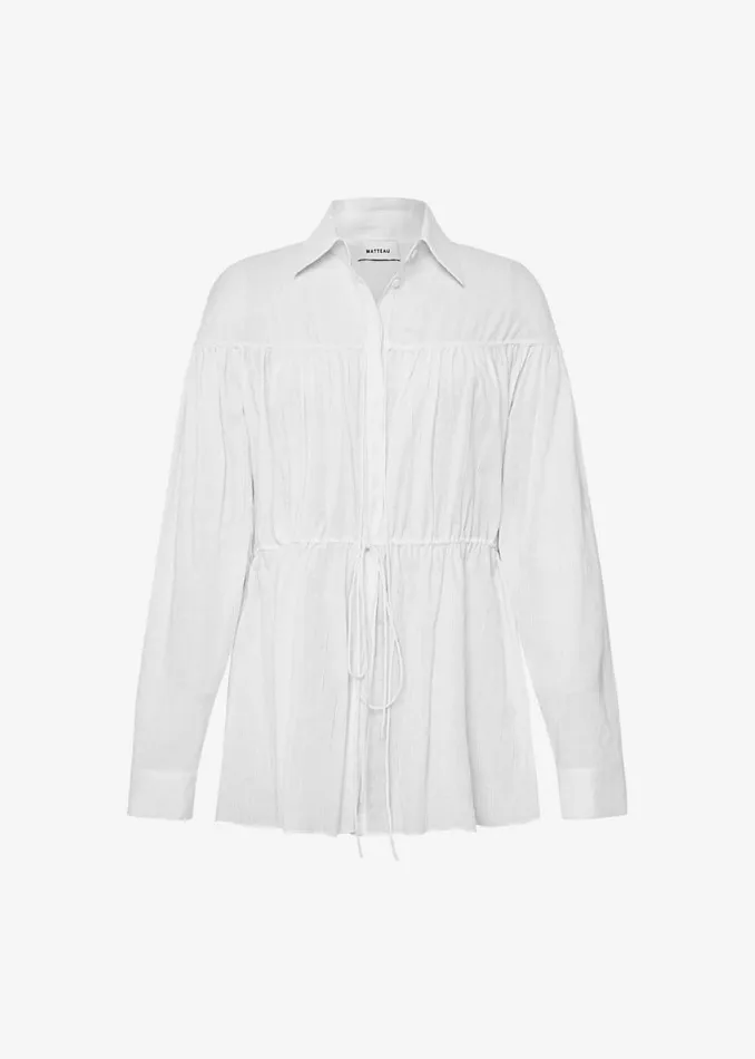 The Frankie Shop Matteau Embroidered Drawcord Tunic 8211 White Shop Tops