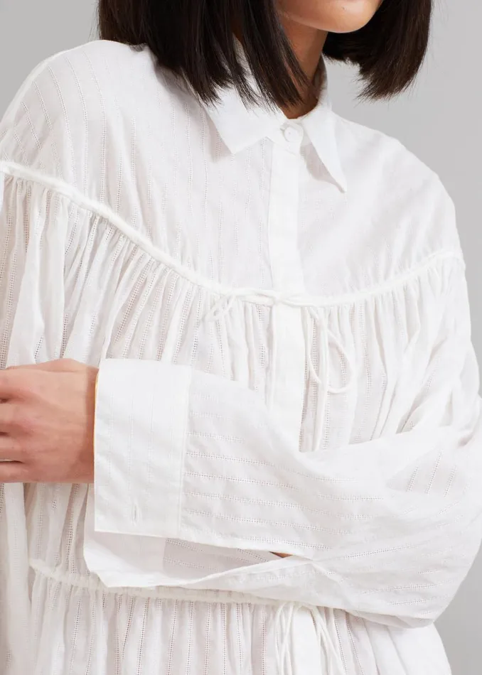 The Frankie Shop Matteau Embroidered Drawcord Tunic 8211 White Shop Tops