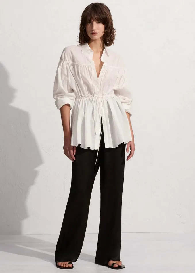 The Frankie Shop Matteau Embroidered Drawcord Tunic 8211 White Shop Tops