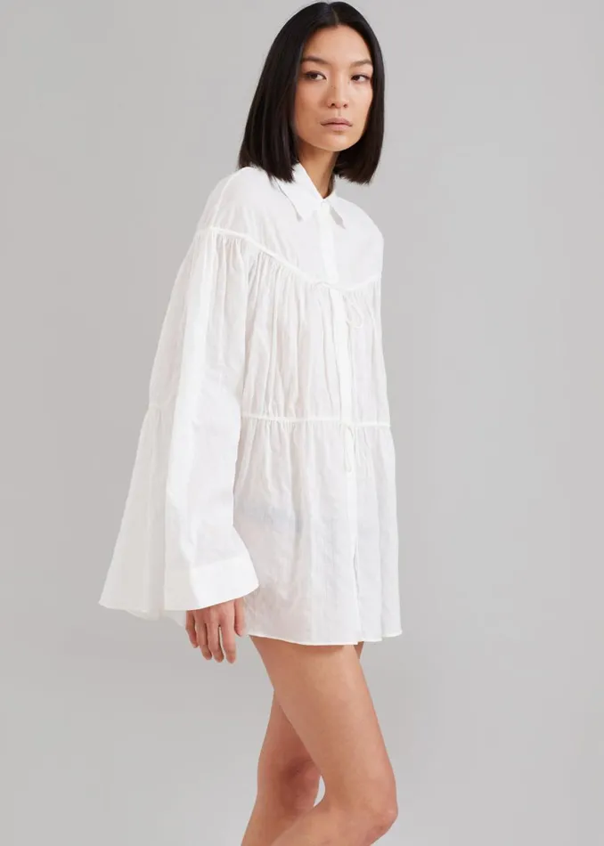 The Frankie Shop Matteau Embroidered Drawcord Tunic 8211 White Shop Tops