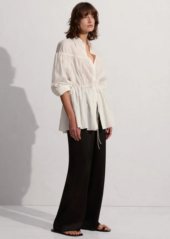 The Frankie Shop Matteau Embroidered Drawcord Tunic 8211 White Shop Tops
