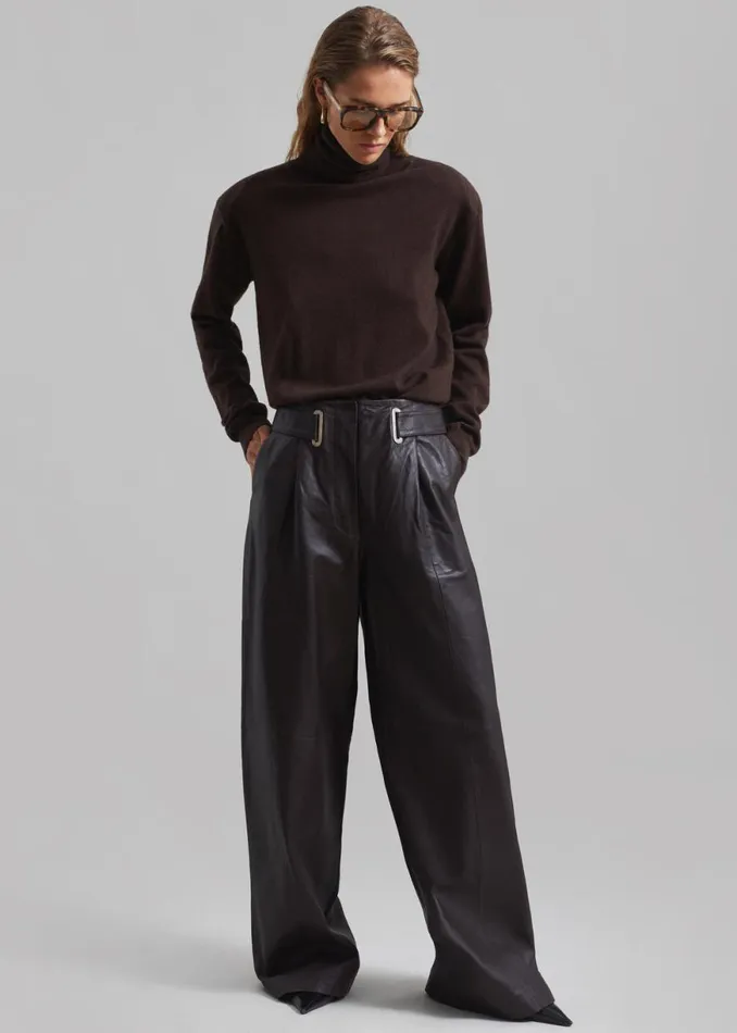 The Frankie Shop REMAIN Wide Eyelet Pants 8211 Coffee Bean Shop Clothing