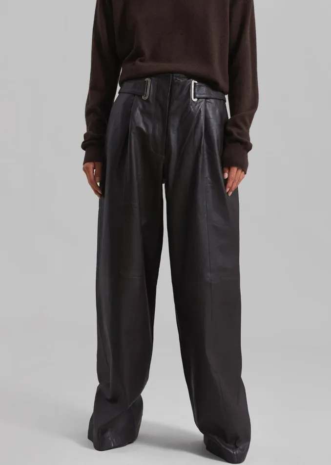 The Frankie Shop REMAIN Wide Eyelet Pants 8211 Coffee Bean Shop Clothing