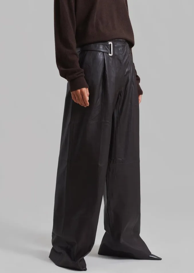 The Frankie Shop REMAIN Wide Eyelet Pants 8211 Coffee Bean Shop Clothing