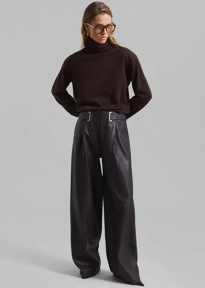 The Frankie Shop REMAIN Wide Eyelet Pants 8211 Coffee Bean Shop Clothing