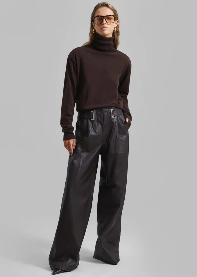 The Frankie Shop REMAIN Wide Eyelet Pants 8211 Coffee Bean Shop Clothing