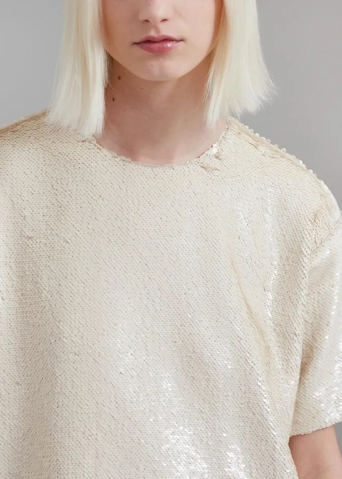 The Frankie Shop Riley Sequins Tee Mini Dress 8211 Cream Shop Dresses