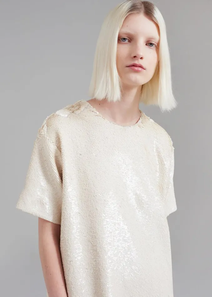 The Frankie Shop Riley Sequins Tee Mini Dress 8211 Cream Shop Dresses