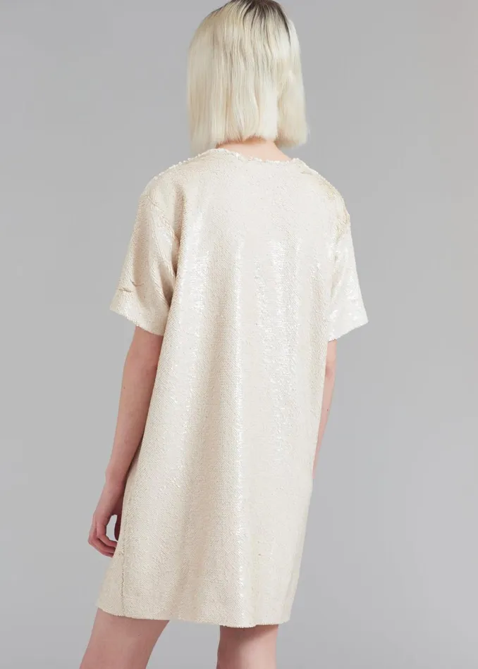 The Frankie Shop Riley Sequins Tee Mini Dress 8211 Cream Shop Dresses