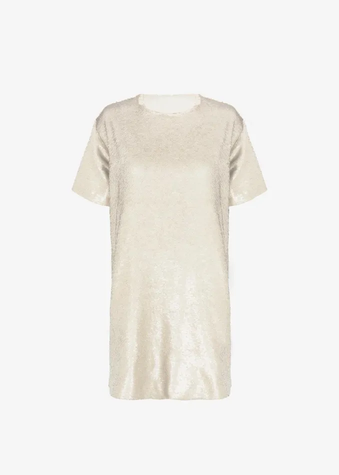 The Frankie Shop Riley Sequins Tee Mini Dress 8211 Cream Shop Dresses