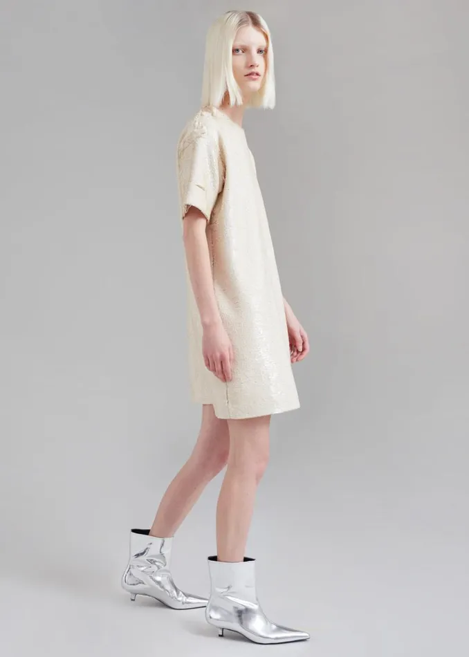 The Frankie Shop Riley Sequins Tee Mini Dress 8211 Cream Shop Dresses