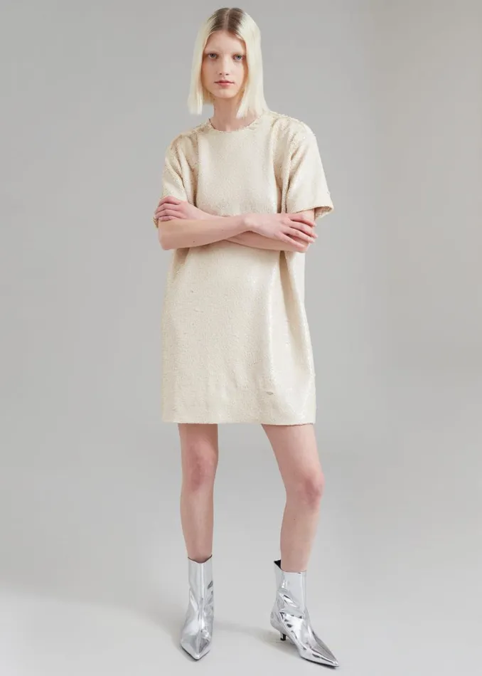 The Frankie Shop Riley Sequins Tee Mini Dress 8211 Cream Shop Dresses