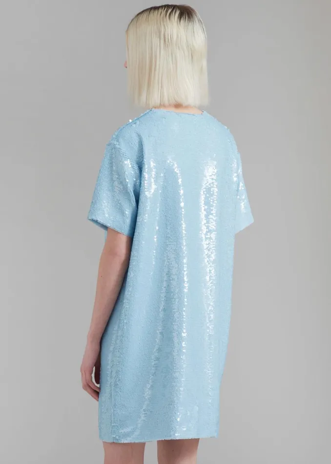 The Frankie Shop Riley Sequins Tee Mini Dress 8211 Sky Shop Dresses