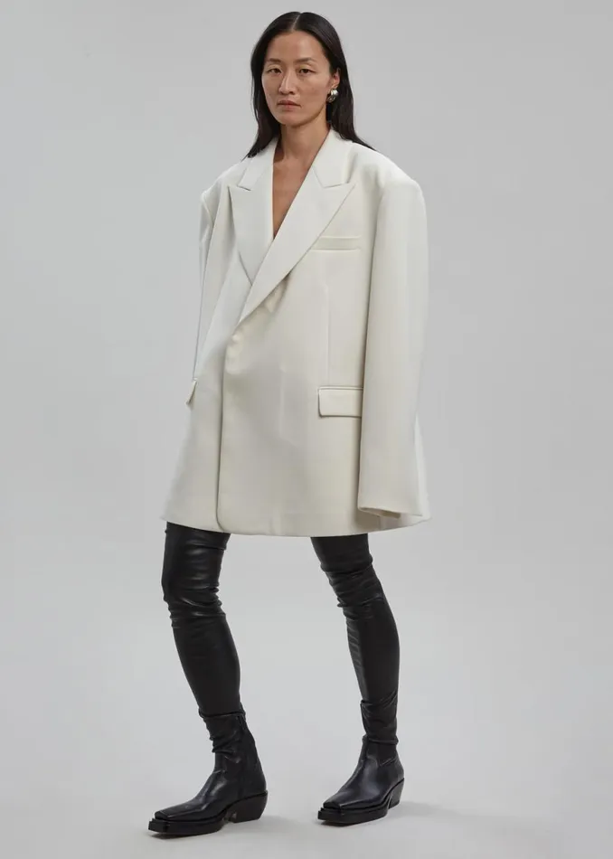 The Frankie Shop Sadie Oversized Double Breasted Blazer 8211 Cream Shop Outerwear