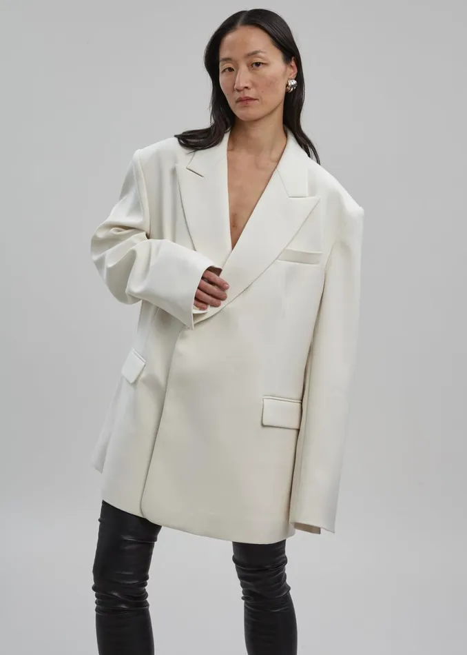 The Frankie Shop Sadie Oversized Double Breasted Blazer 8211 Cream Shop Outerwear