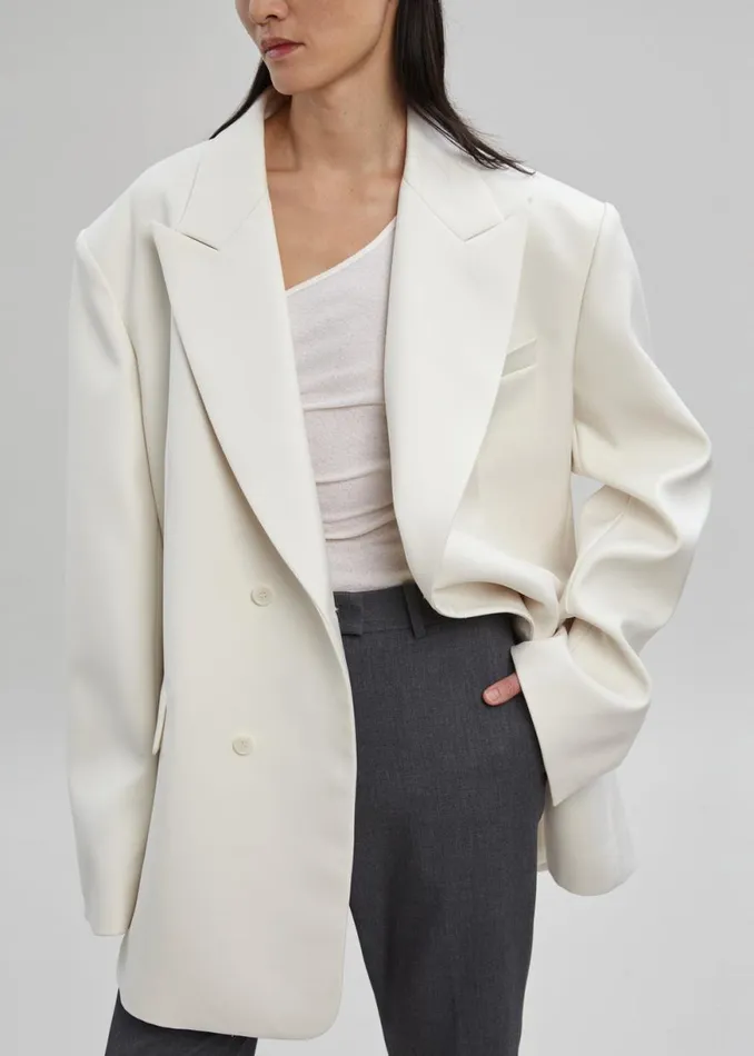 The Frankie Shop Sadie Oversized Double Breasted Blazer 8211 Cream Shop Outerwear