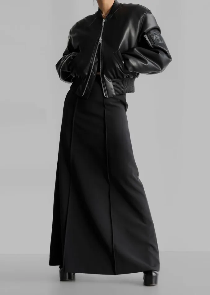 The Frankie Shop Sille FauxLeather Cropped Bomber 8211 Black Shop Outerwear