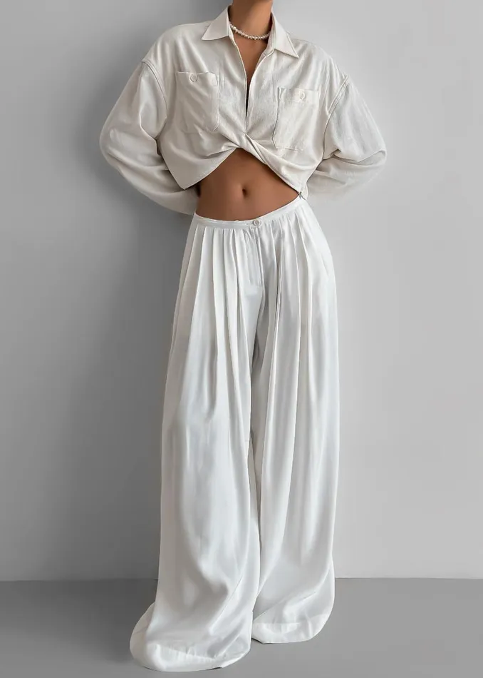 The Frankie Shop Sloane Wide Leg Trousers 8211 White Shop Bottoms