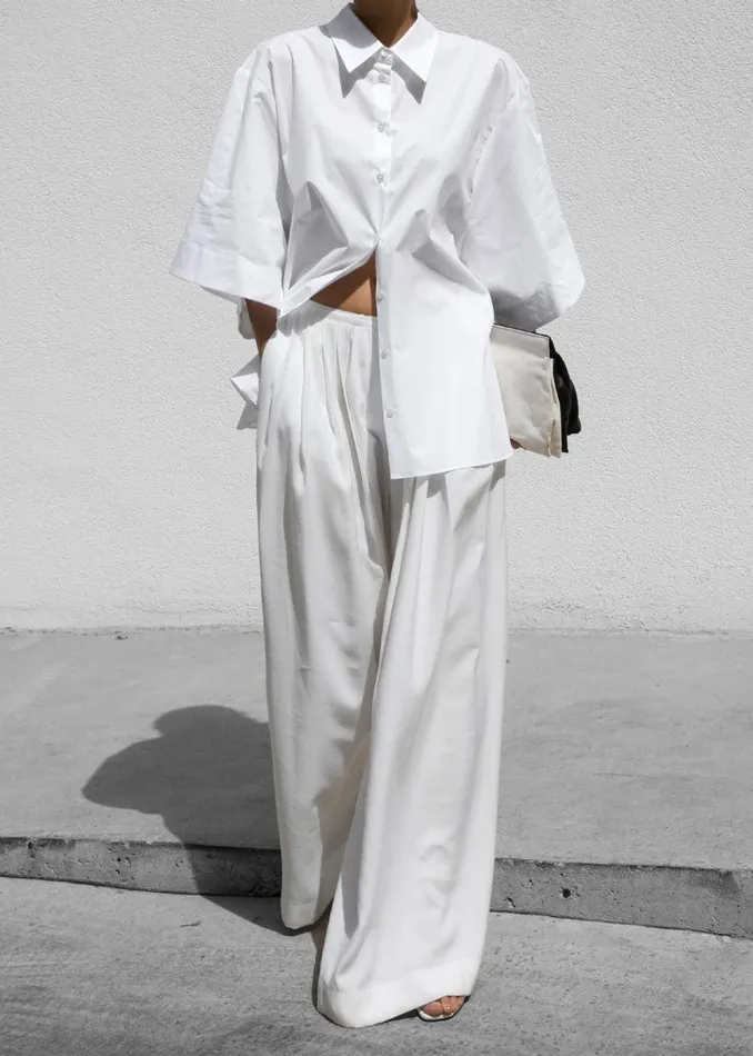 The Frankie Shop Sloane Wide Leg Trousers 8211 White Shop Bottoms