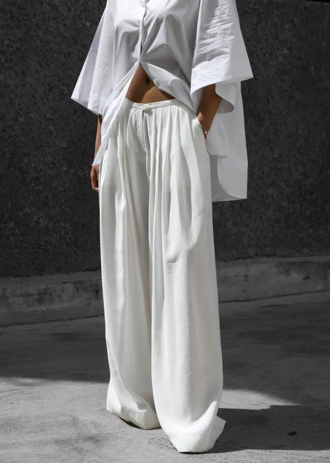 The Frankie Shop Sloane Wide Leg Trousers 8211 White Shop Bottoms