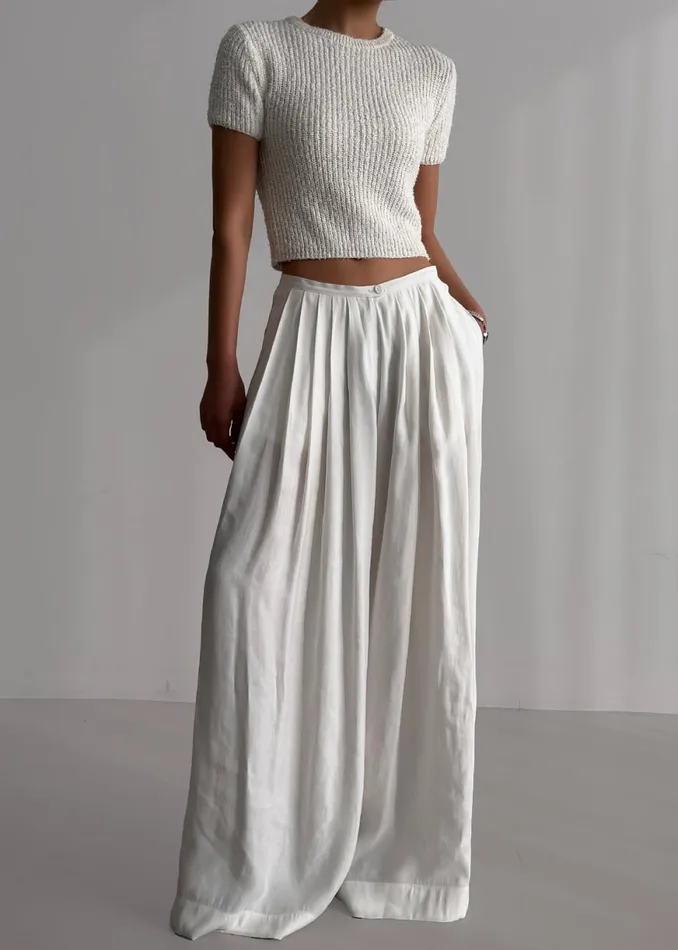 The Frankie Shop Sloane Wide Leg Trousers 8211 White Shop Bottoms