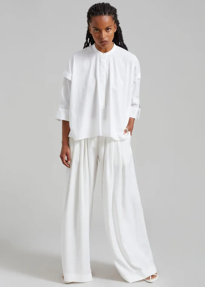 The Frankie Shop Sloane Wide Leg Trousers 8211 White Shop Bottoms