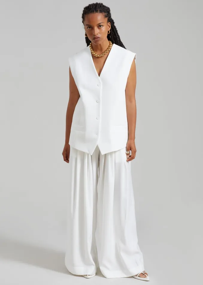 The Frankie Shop Sloane Wide Leg Trousers 8211 White Shop Bottoms