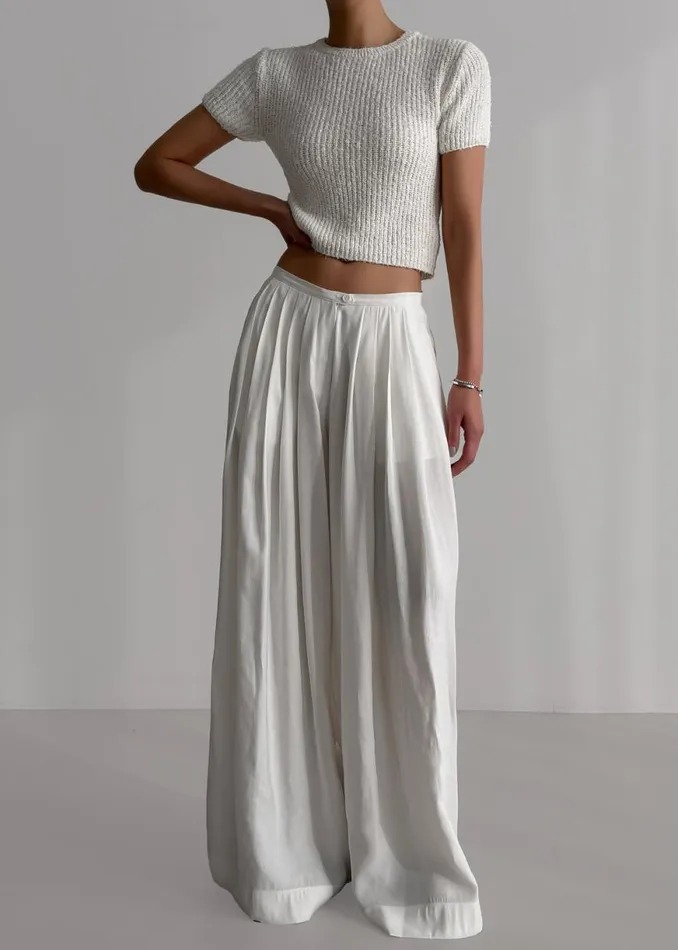 The Frankie Shop Sloane Wide Leg Trousers 8211 White Shop Bottoms