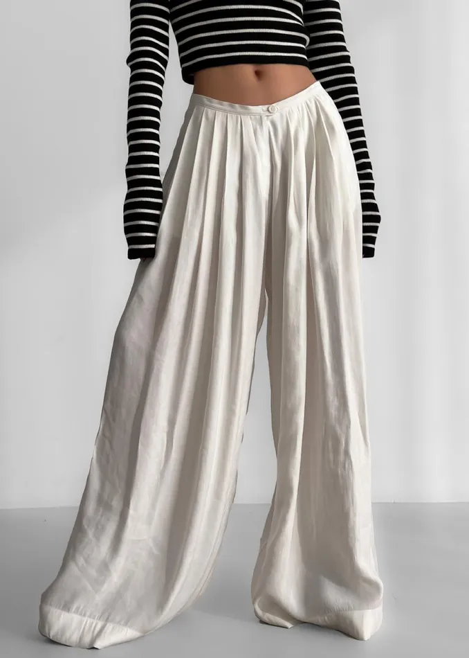 The Frankie Shop Sloane Wide Leg Trousers 8211 White Shop Bottoms