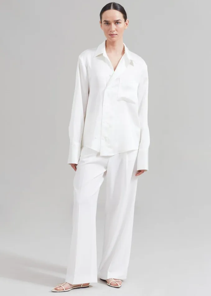 The Frankie Shop Sree Silky Shirt 8211 White Shop Tops