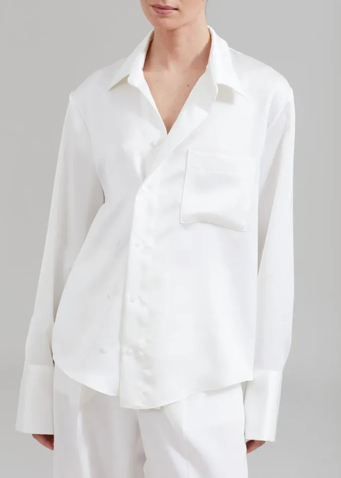 The Frankie Shop Sree Silky Shirt 8211 White Shop Tops